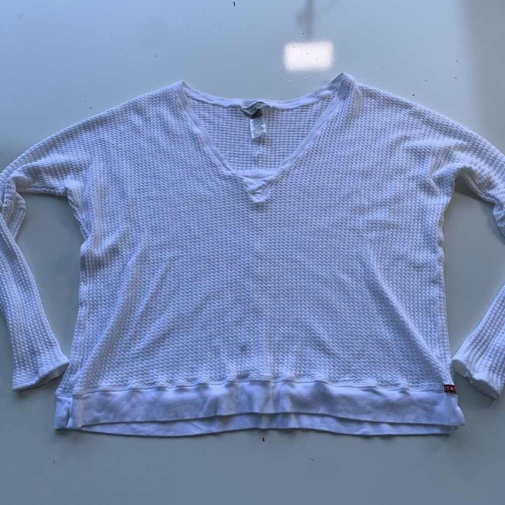 Hard Tail Forever White Long Sleeve Top Size XS Fishnet Mesh Y2K